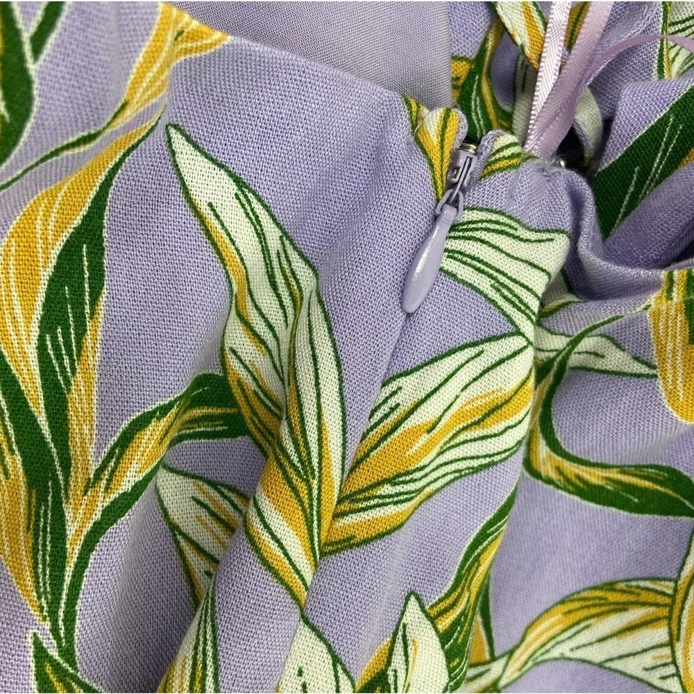 J.O.A. Raya Lavender Tropical Belted Midi Dress - Picture 9 of 13